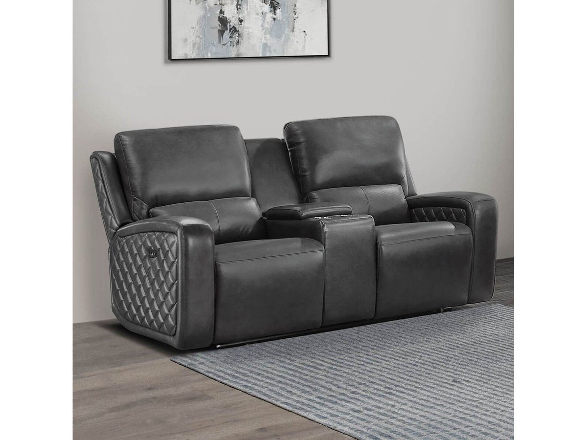 Canapé inclinable électrique Raymond en cuir gris