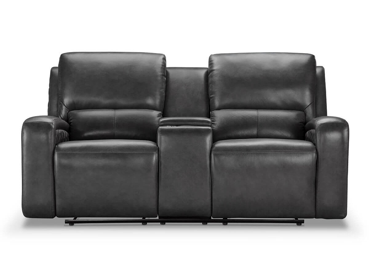 Canapé inclinable électrique Raymond en cuir gris