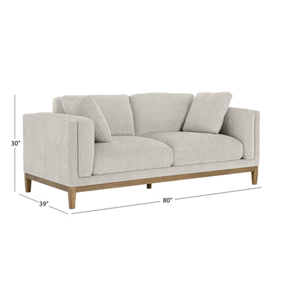 Canapé en tissu Renee avec base en bois, gris clair