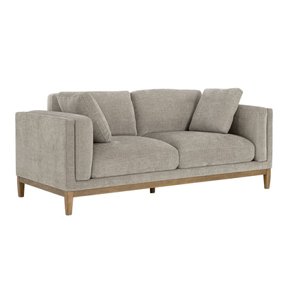 Canapé en tissu Renee avec base en bois, gris