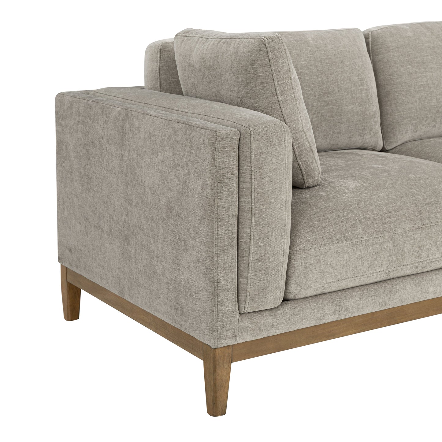 Canapé en tissu Renee avec base en bois, gris