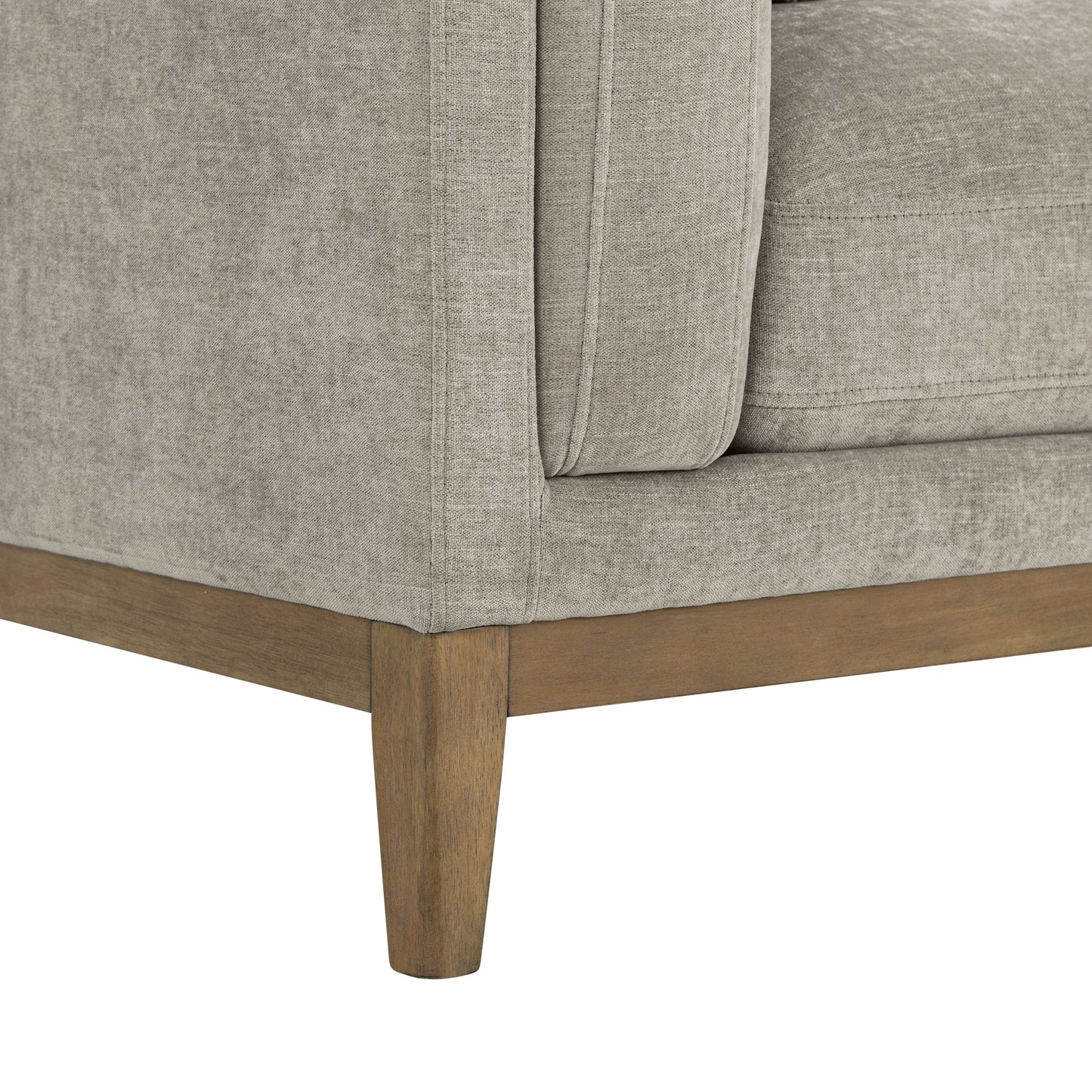 Canapé en tissu Renee avec base en bois, gris