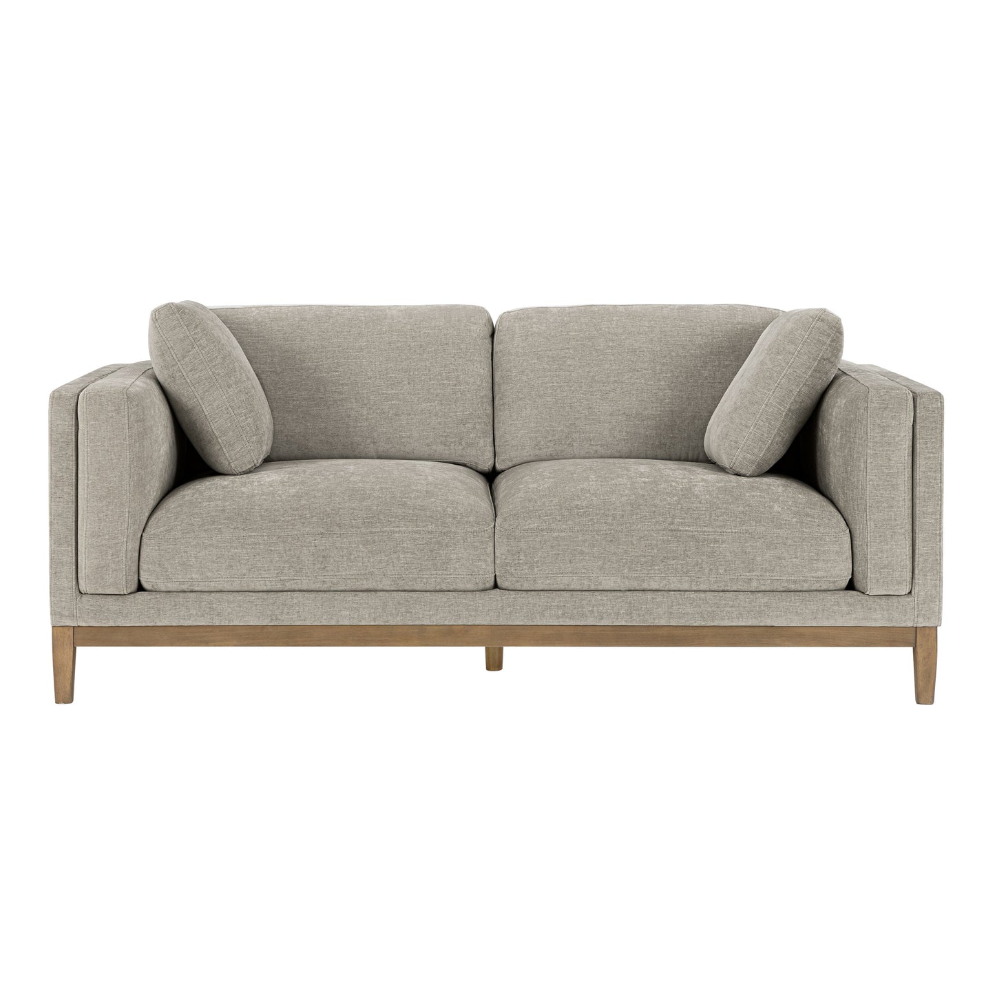 Canapé en tissu Renee avec base en bois, gris