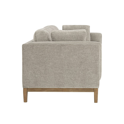 Canapé en tissu Renee avec base en bois, gris