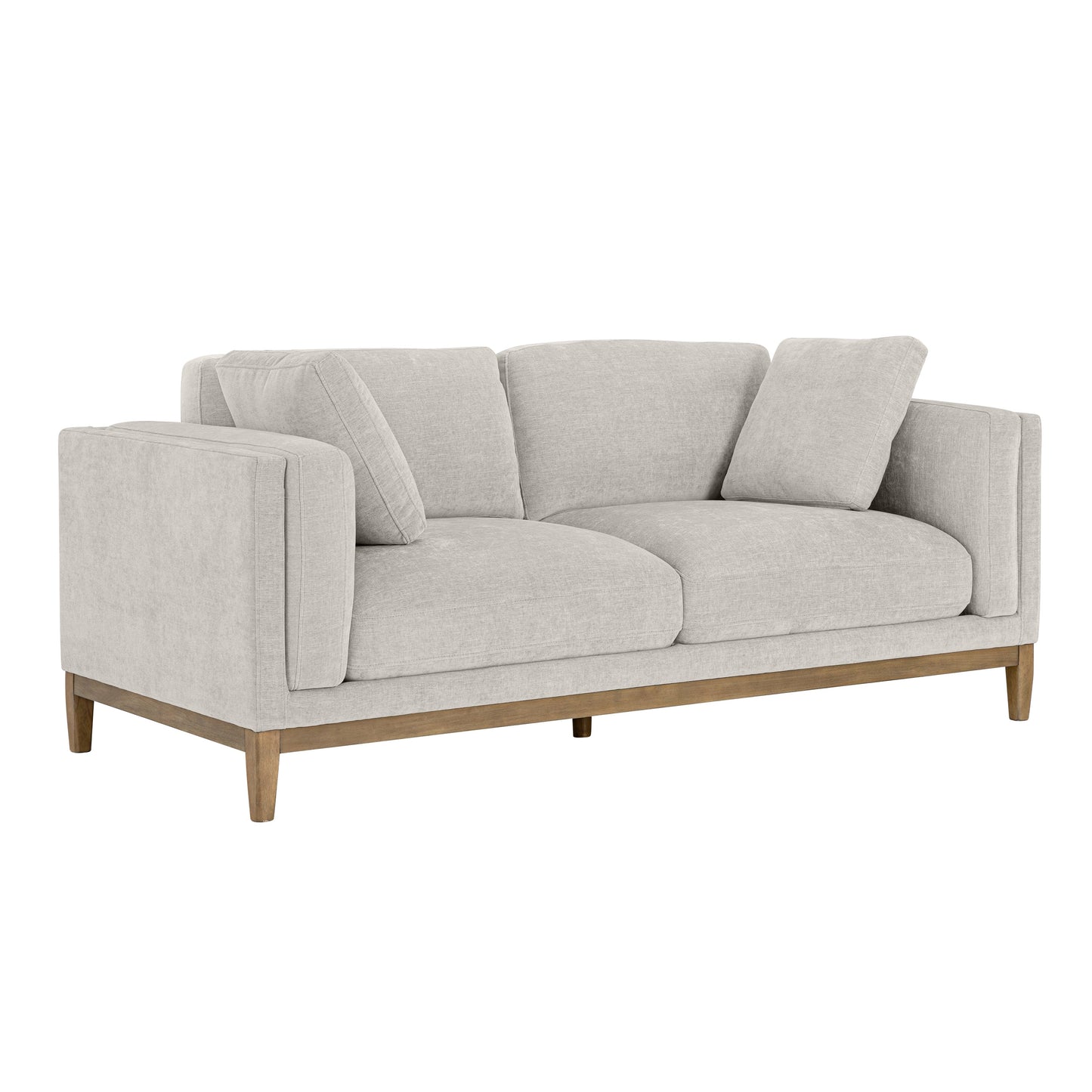 Canapé en tissu Renee avec base en bois, gris clair