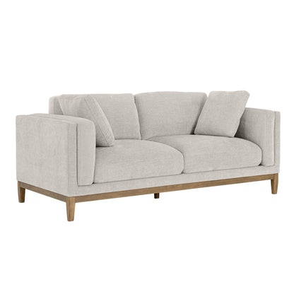 Canapé en tissu Renee avec base en bois, gris clair