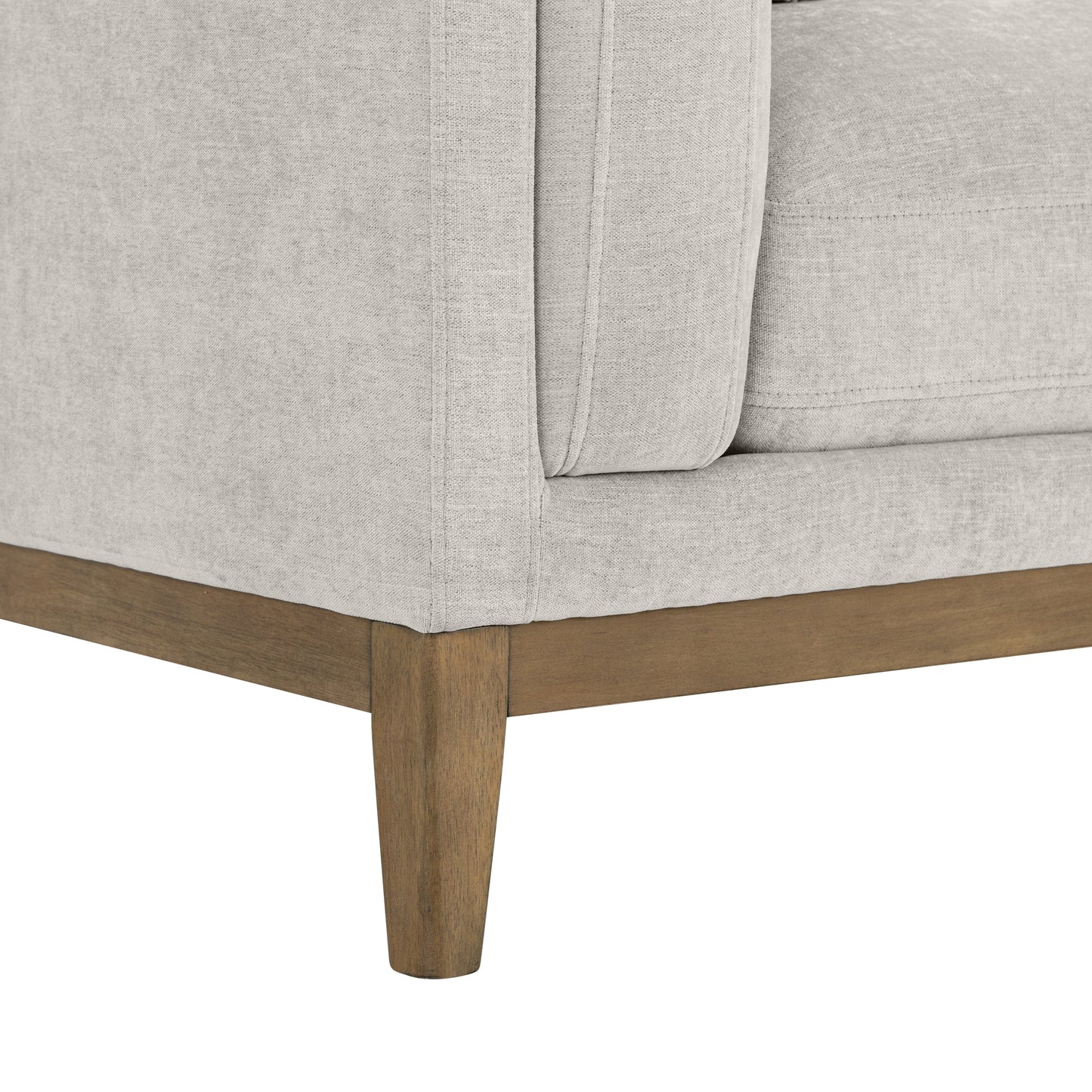 Canapé en tissu Renee avec base en bois, gris clair