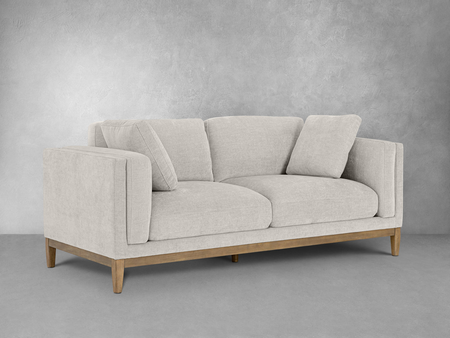 Canapé en tissu Renee avec base en bois, gris clair