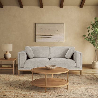 Canapé en tissu Renee avec base en bois, gris clair