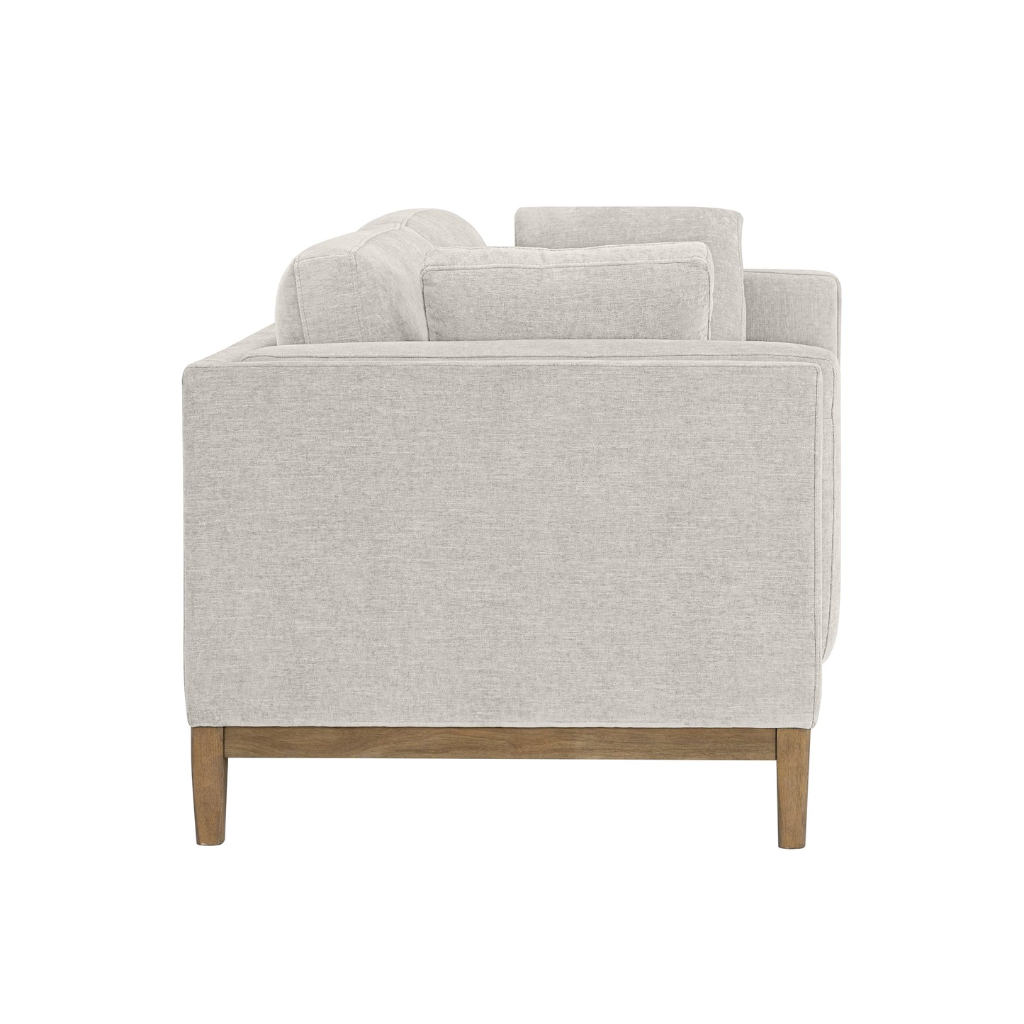 Canapé en tissu Renee avec base en bois, gris clair