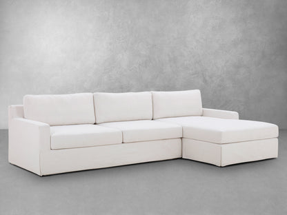 Canapé d'angle Rosalina 2 pièces avec housse en tissu - Ivoire