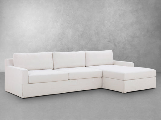 Canapé d'angle Rosalina 2 pièces avec housse en tissu - Ivoire