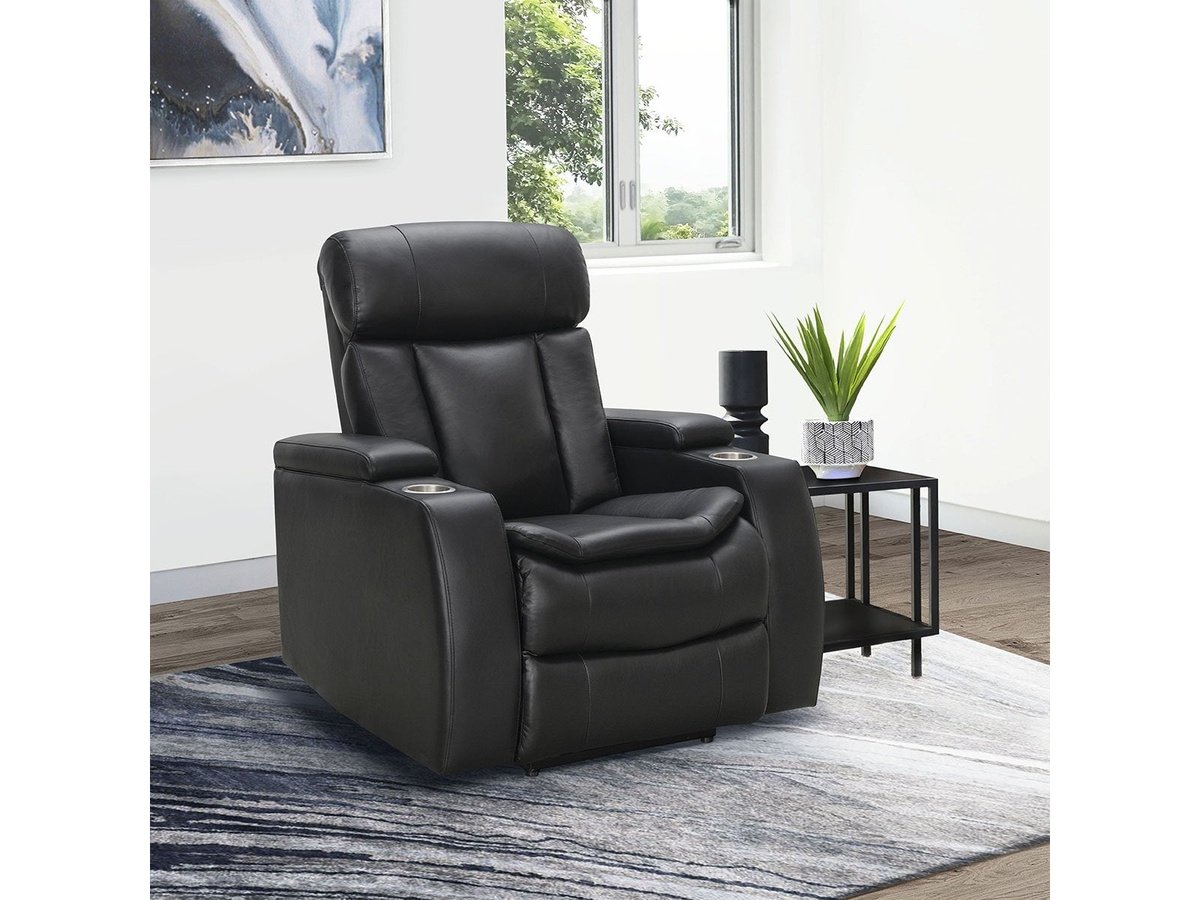 Fauteuil inclinable électrique Zayne en cuir noir