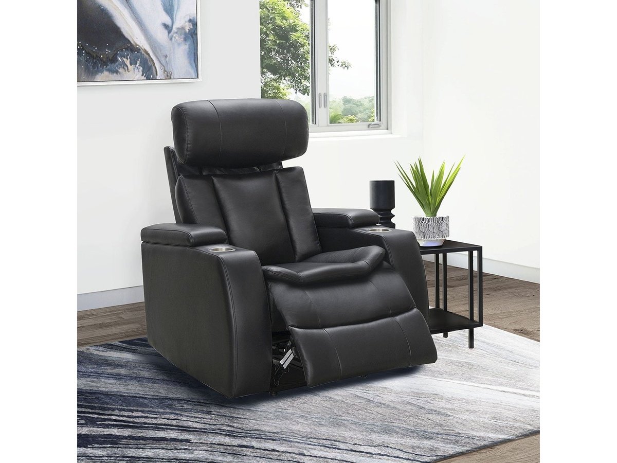 Fauteuil inclinable électrique Zayne en cuir noir