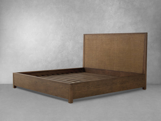 Lit JoJo Fletcher Sawyer en chêne et fibres végétales, marron - Queen