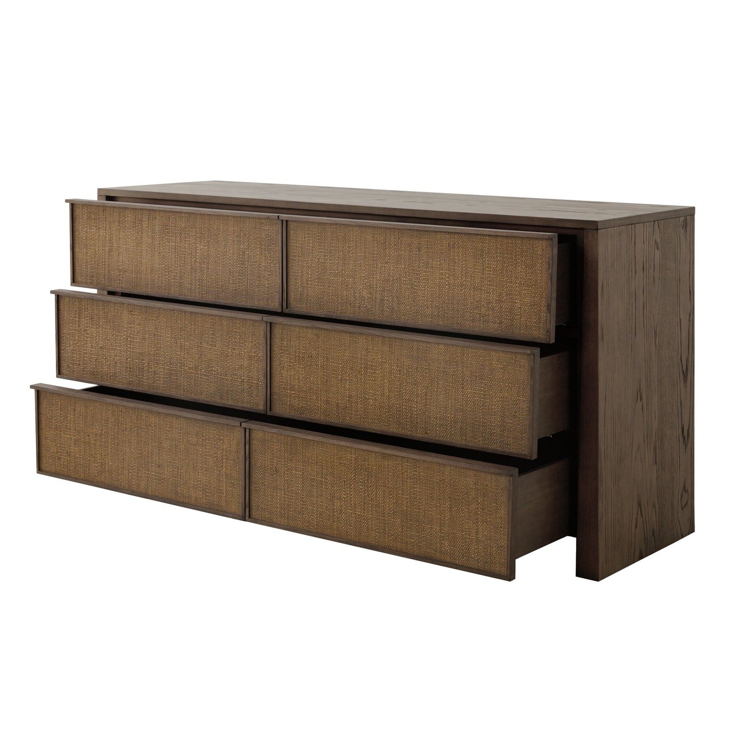 Commode JoJo Fletcher Sawyer en chêne et tissu d'herbe, marron