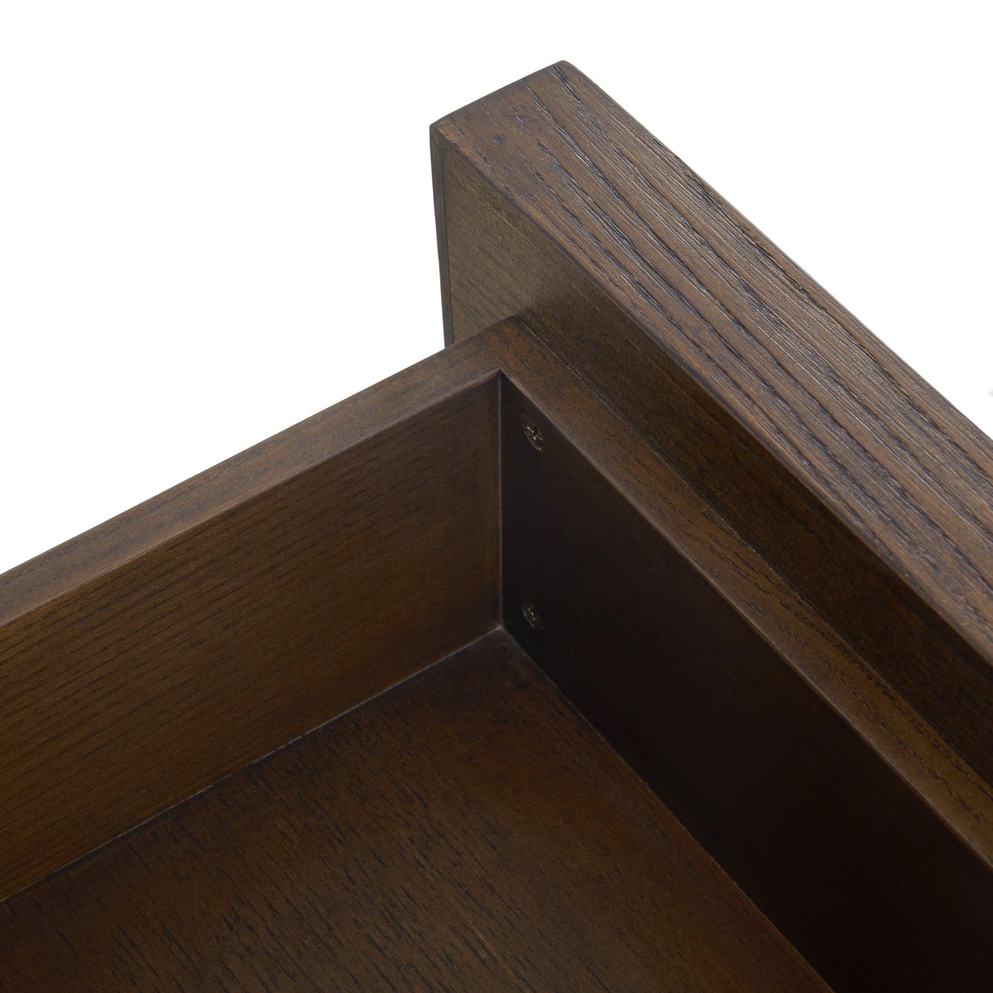 Table de chevet JoJo Fletcher Sawyer en chêne et tissu d'herbe, 3 tiroirs, marron