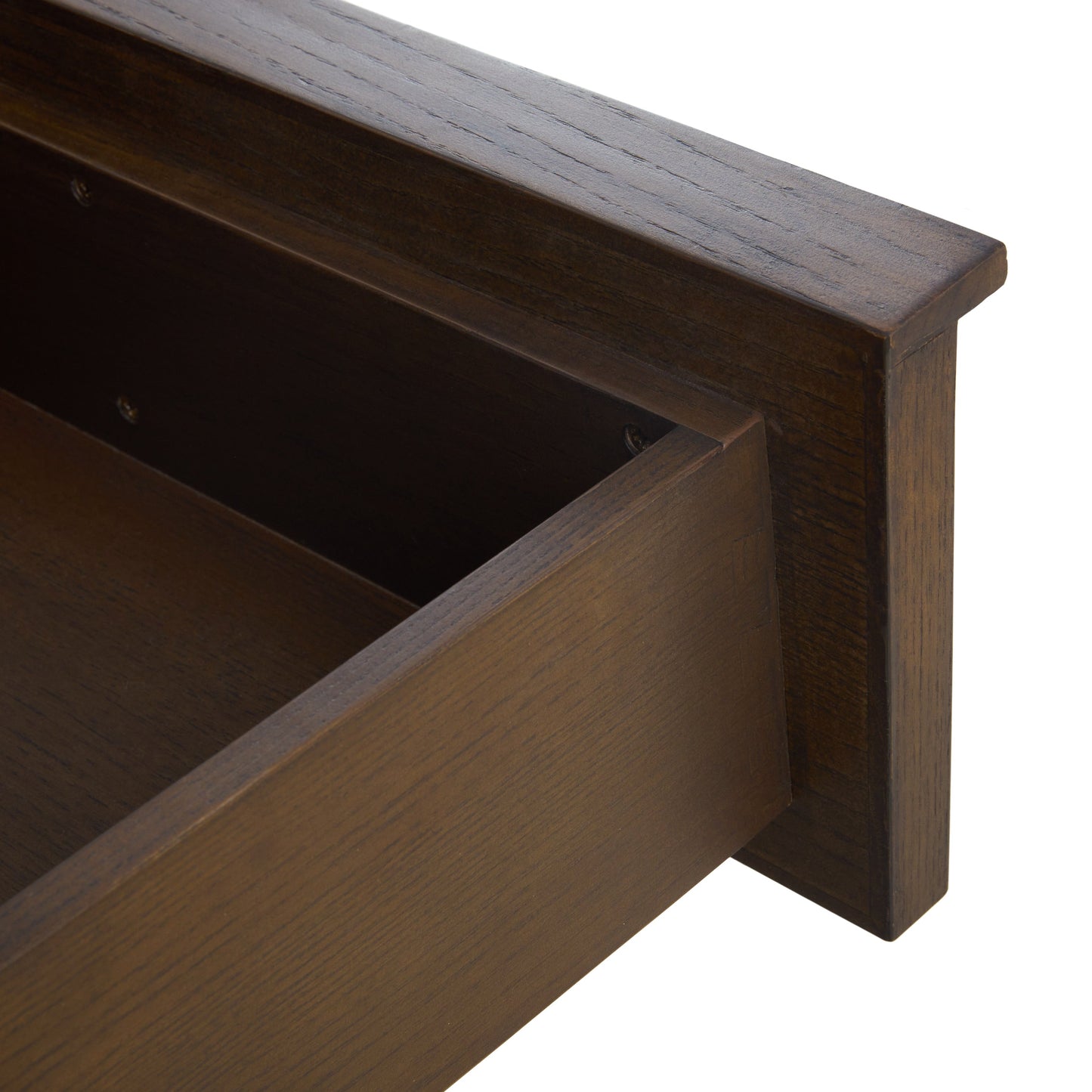 Table de chevet JoJo Fletcher Sawyer en chêne et tissu d'herbe, 3 tiroirs, marron