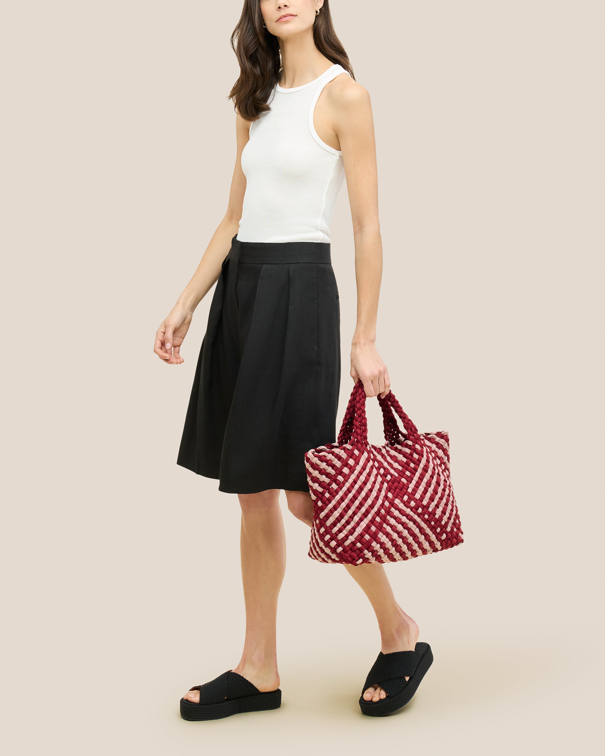 Sac fourre-tout moyen St. Barths à double tissage | Lychee