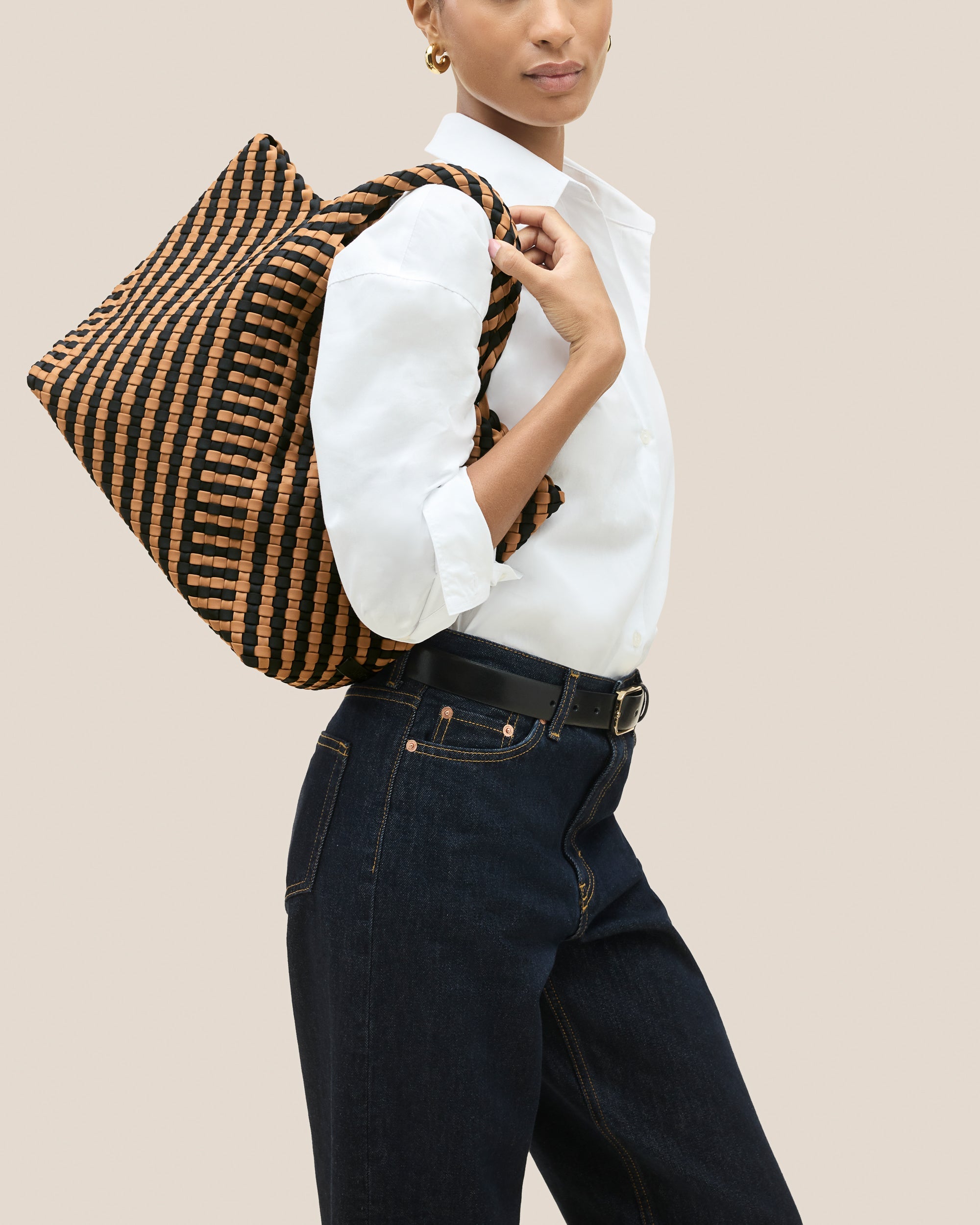 Sac fourre-tout moyen St. Barths à rayures géométriques | Ravenna