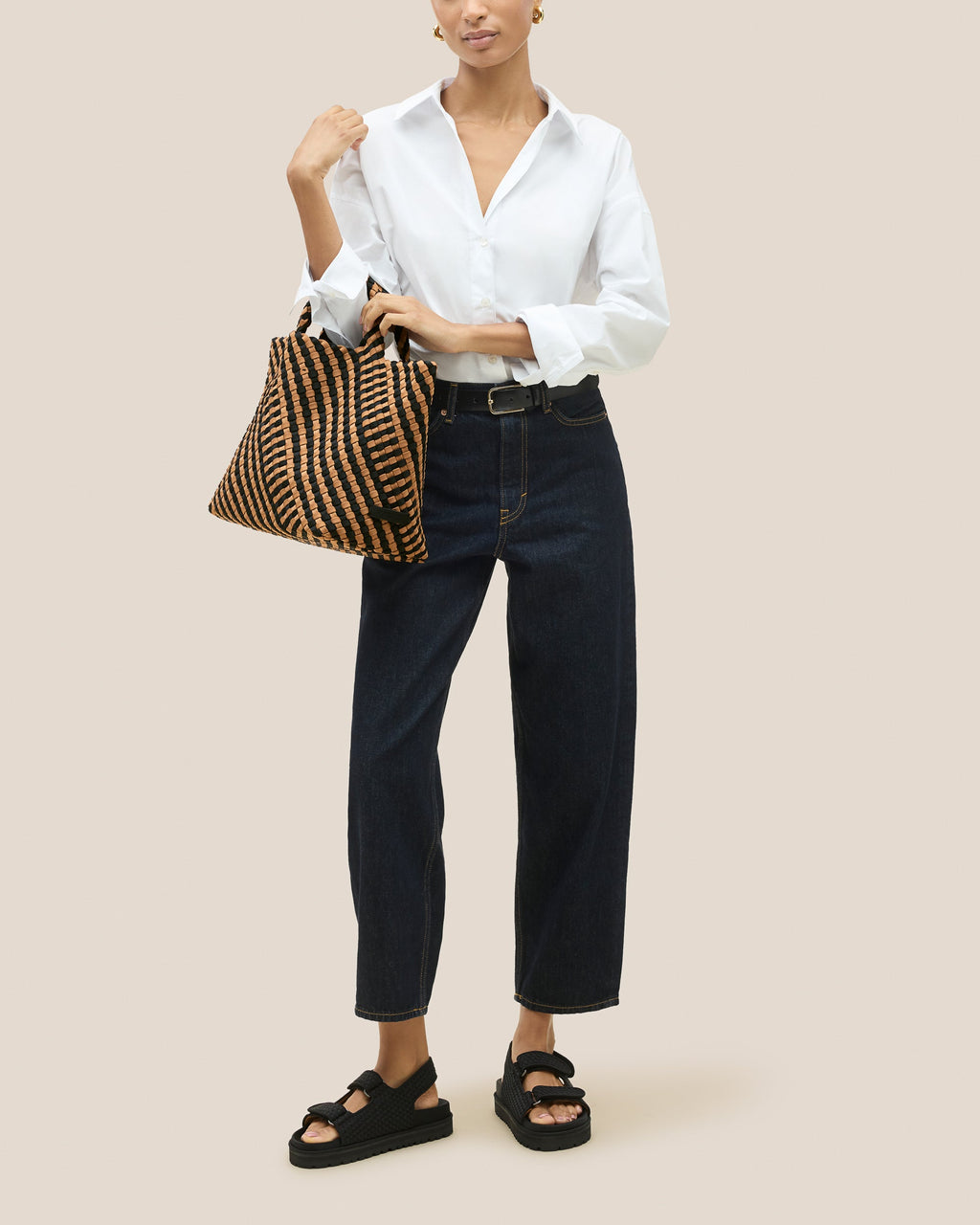 Sac fourre-tout moyen St. Barths à rayures géométriques | Ravenna