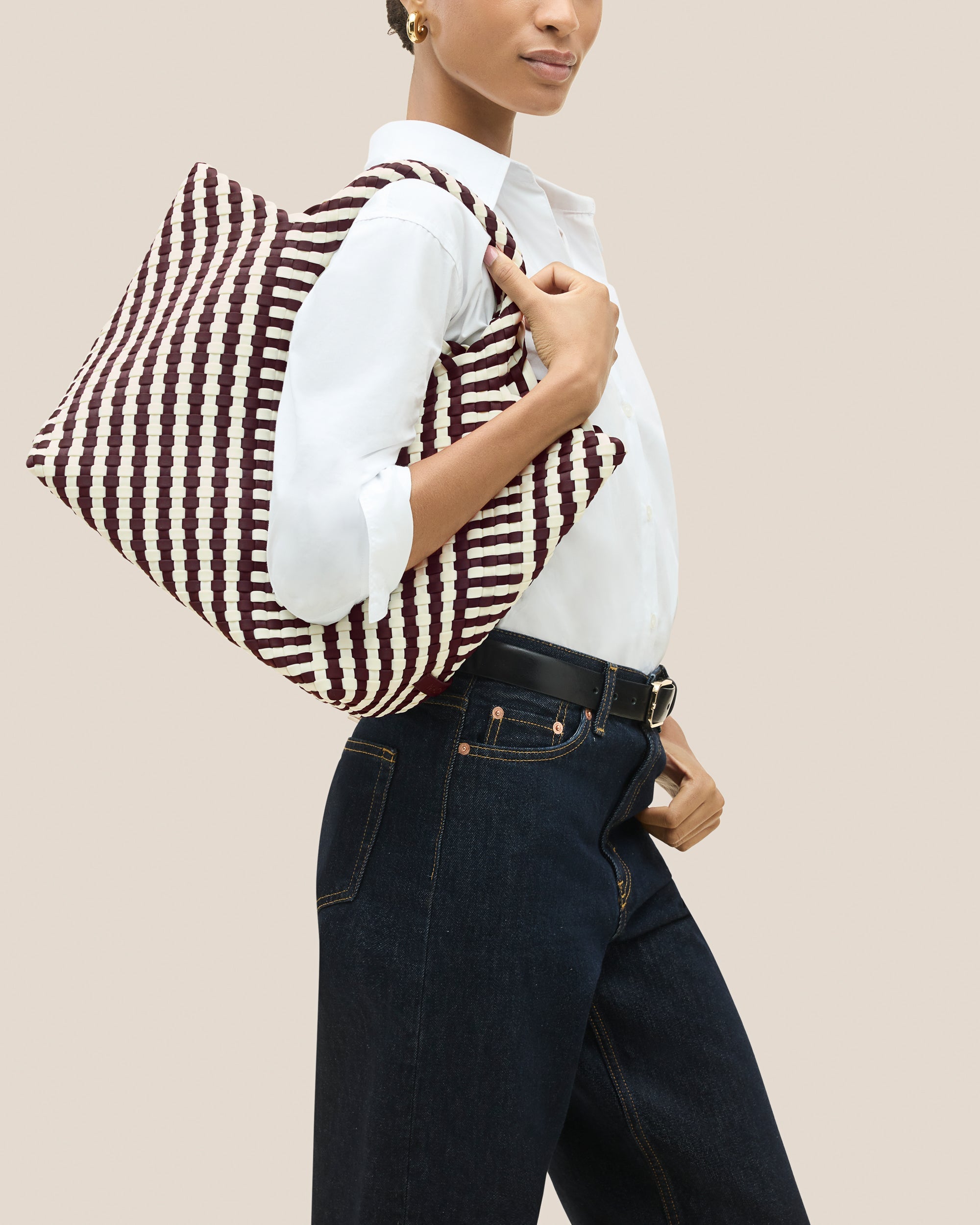 Sac fourre-tout moyen St. Barths à rayures géométriques | Roma