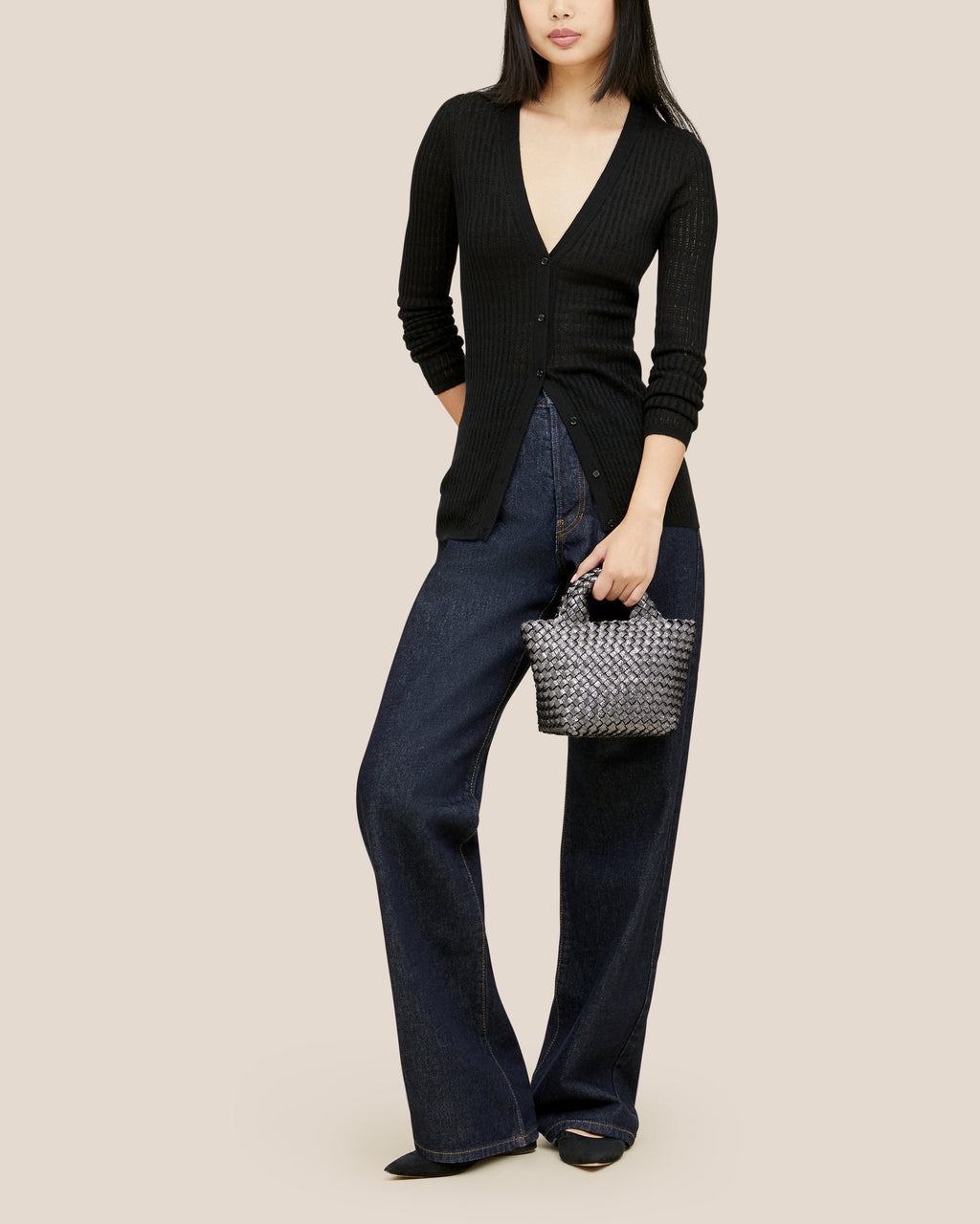 Petit cabas St. Barths métallisé | Titane