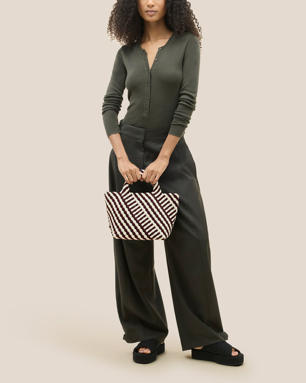 Petit cabas St. Barths à rayures géométriques | Roma