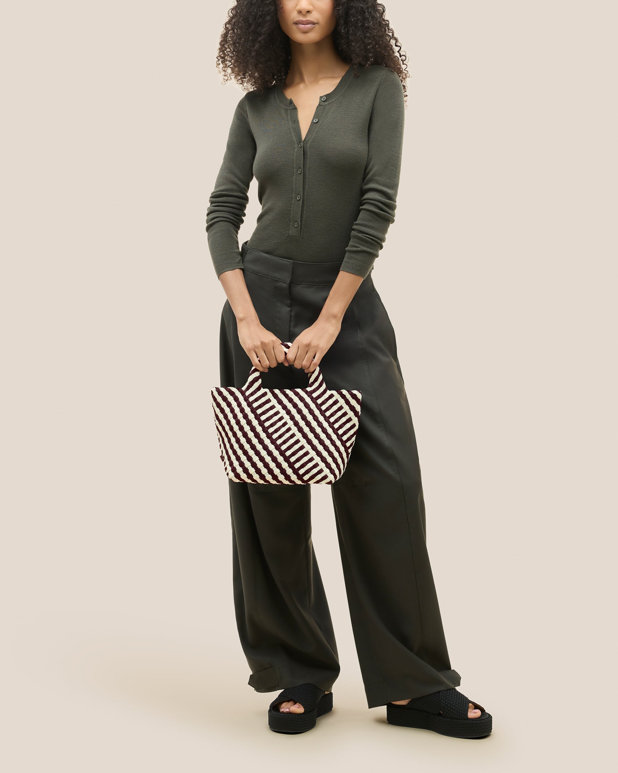 Petit cabas St. Barths à rayures géométriques | Roma