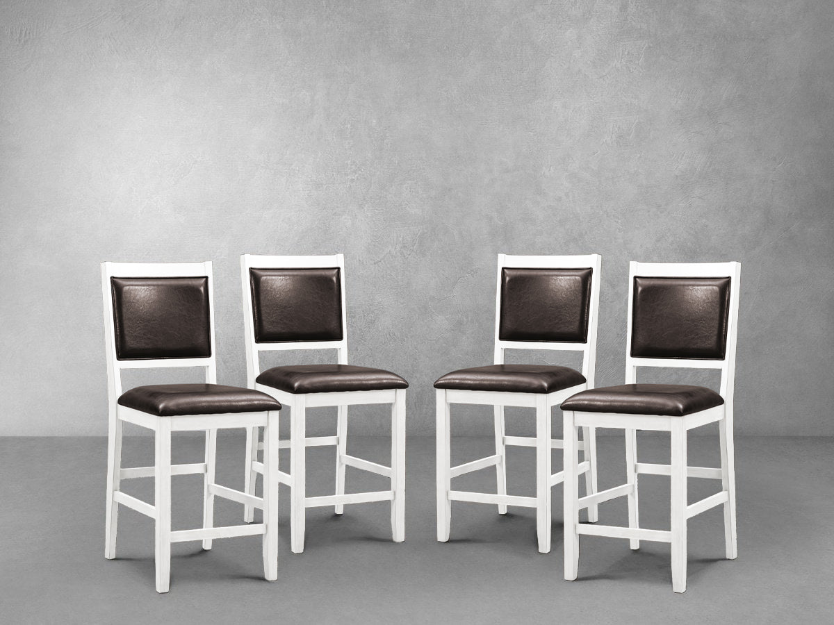 Tabourets de bar Walker en bois (lot de 4), blancs