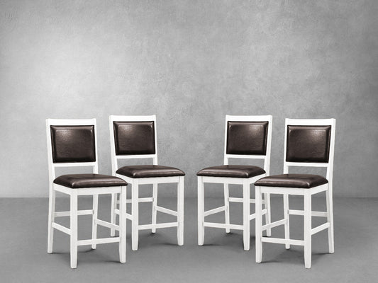 Tabourets de bar Walker en bois (lot de 4), blancs