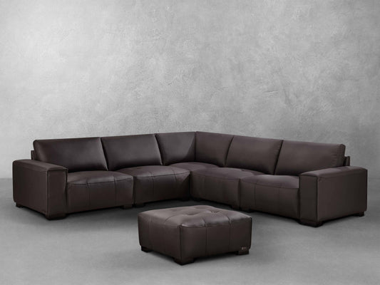 Canapé d'angle modulaire en cuir Teagan 6 pièces - Marron