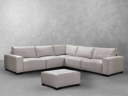 Canapé d'angle modulaire en cuir Teagan 6 pièces - Gris