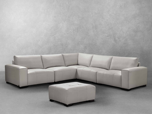 Canapé d'angle modulaire en cuir Teagan 6 pièces - Gris