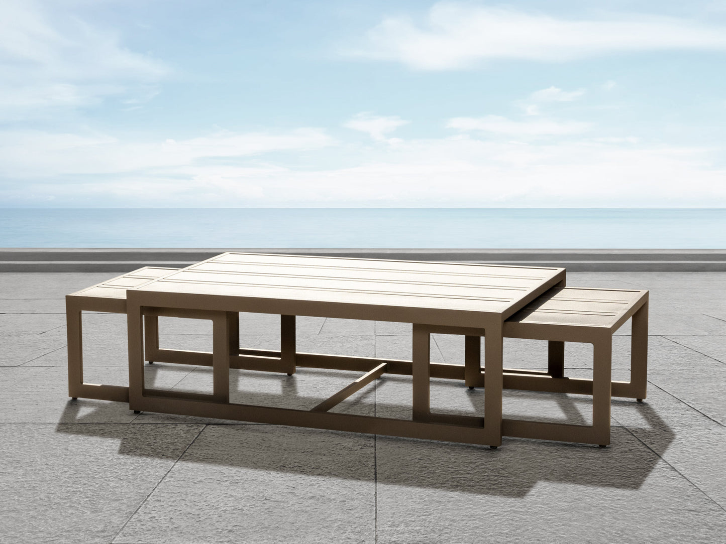 Ensemble de tables gigognes Torren 3 pièces - Beige