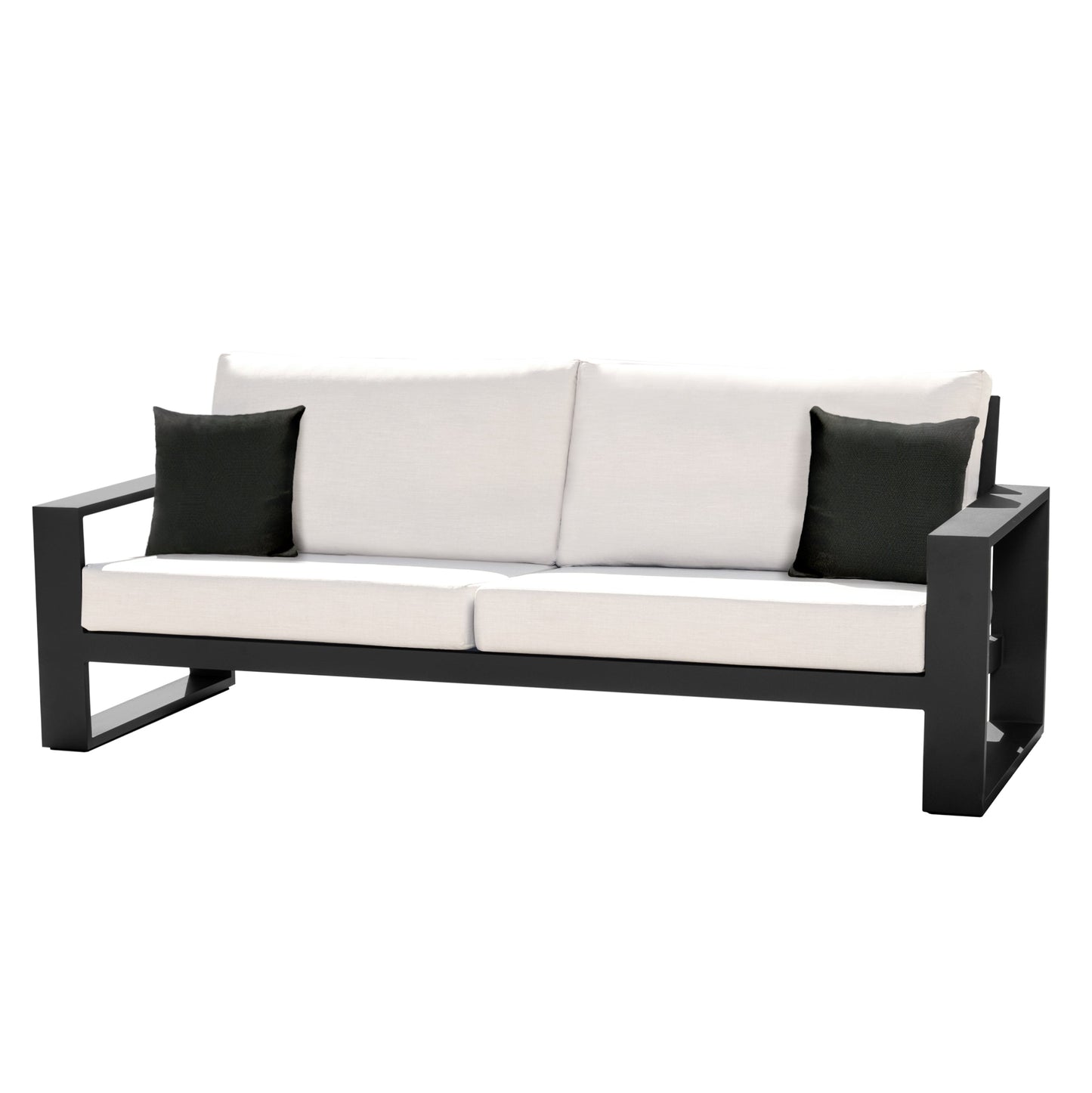 Canapé d'extérieur Torren, tissu blanc et structure en aluminium noir