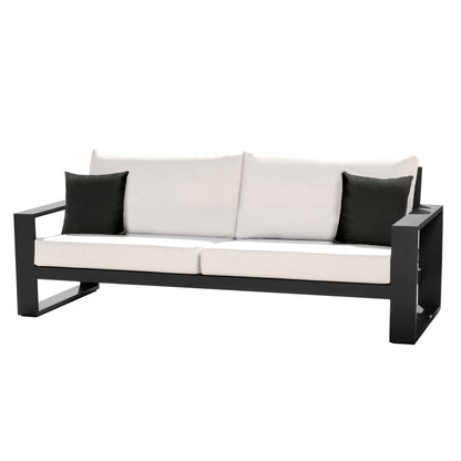 Canapé d'extérieur Torren, tissu blanc et structure en aluminium noir