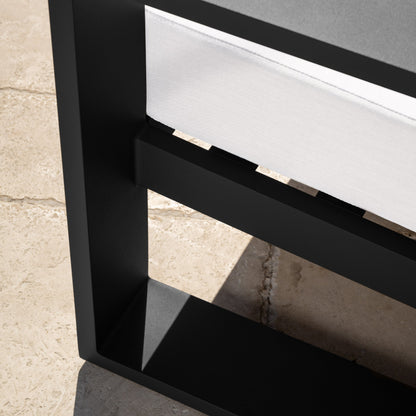 Canapé d'extérieur Torren, tissu blanc et structure en aluminium noir