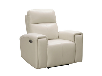 Fauteuil inclinable électrique en cuir Keegan - Ivoire