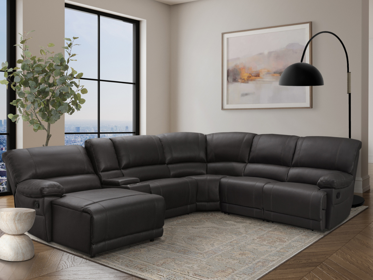 Canapé d'angle inclinable manuel Cooper - Marron