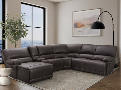 Canapé d'angle inclinable manuel Cooper - Marron