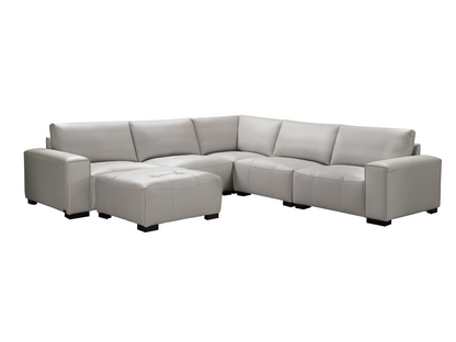 Canapé d'angle modulaire en cuir Teagan 6 pièces - Gris