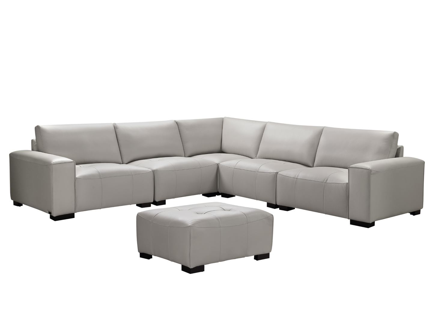 Canapé d'angle modulaire en cuir Teagan 6 pièces - Gris