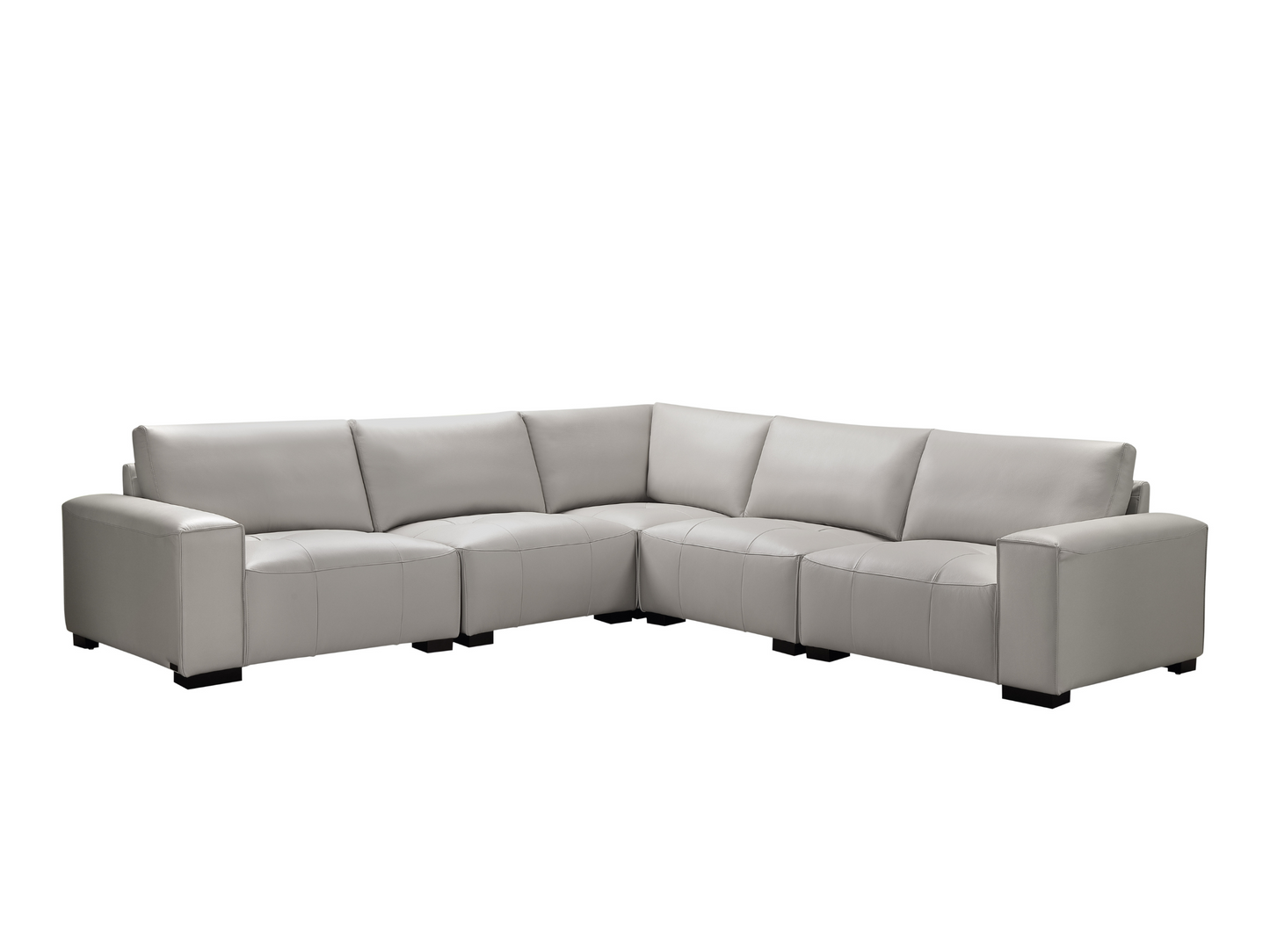 Canapé d'angle modulaire en cuir Teagan 6 pièces - Gris