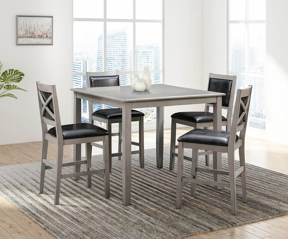 Tabourets de bar Walker en bois (lot de 4), gris