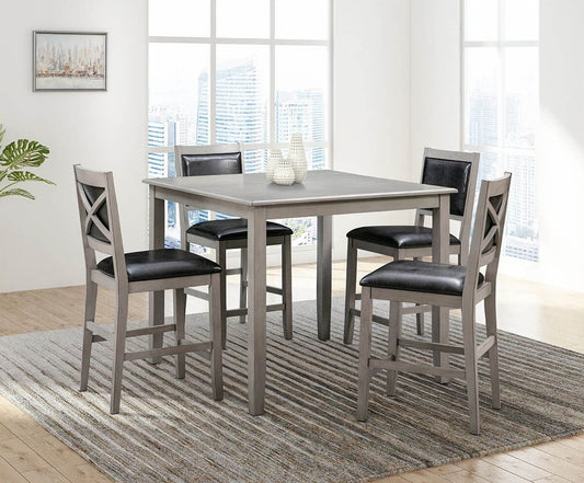 Tabourets de bar Walker en bois (lot de 4), gris