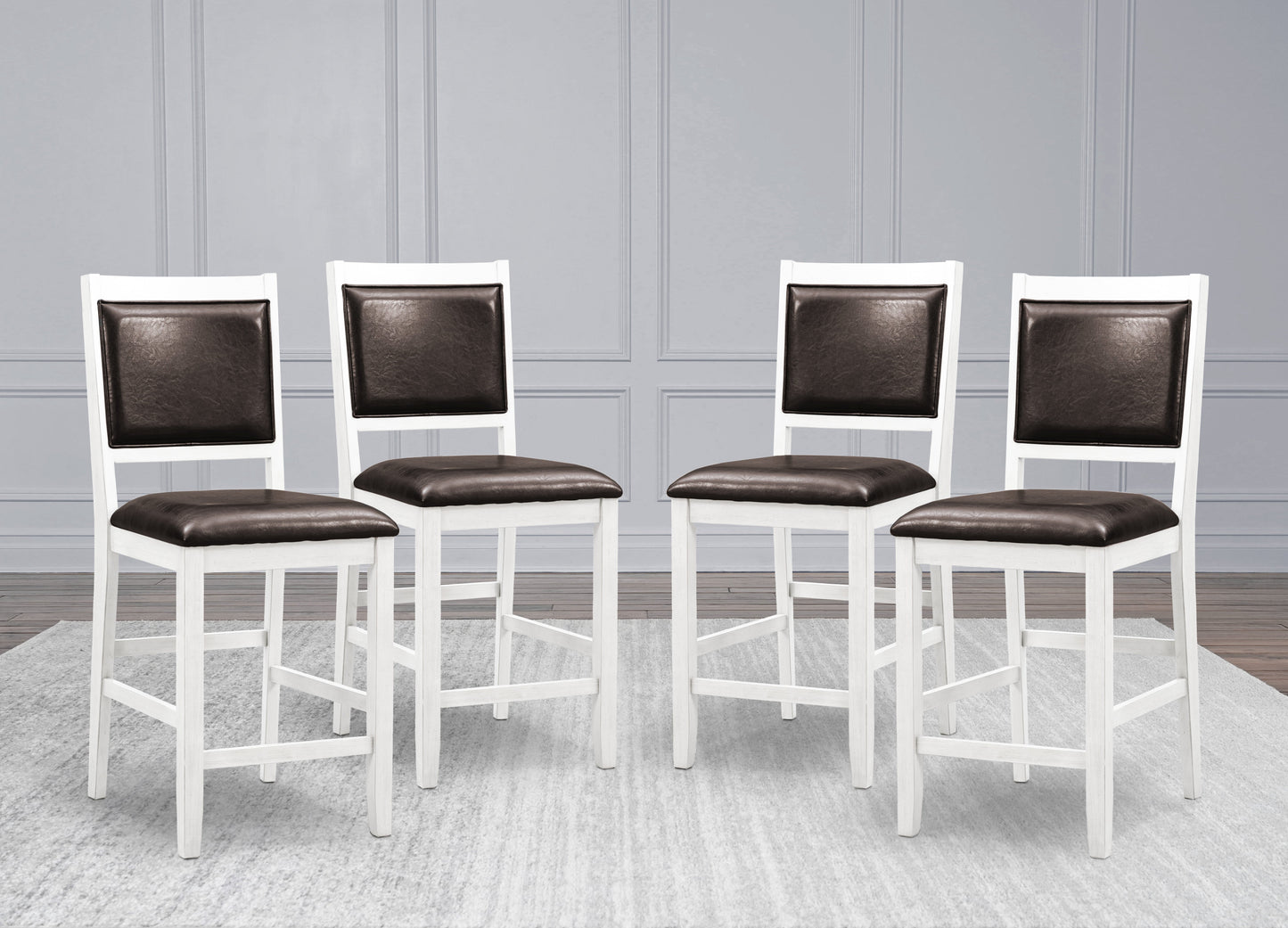 Tabourets de bar Walker en bois (lot de 4), blancs