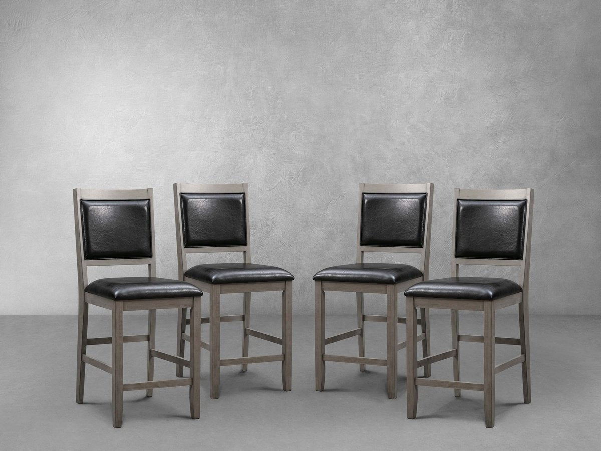 Tabourets de bar Walker en bois (lot de 4), gris