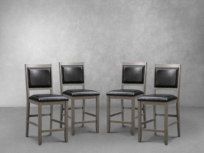 Tabourets de bar Walker en bois (lot de 4), gris