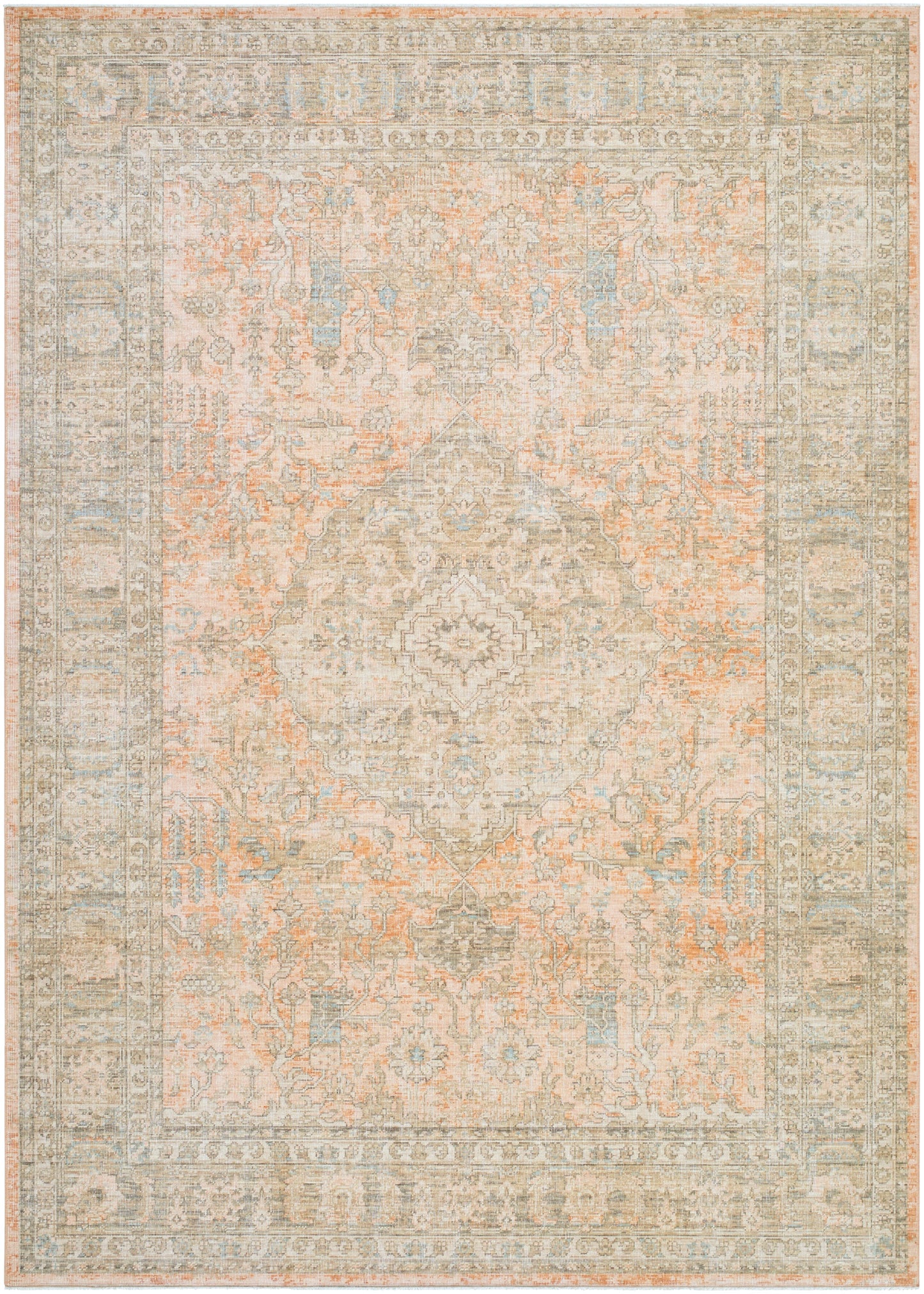 Tapis Becki Owens Renaissance fait main, corail et denim